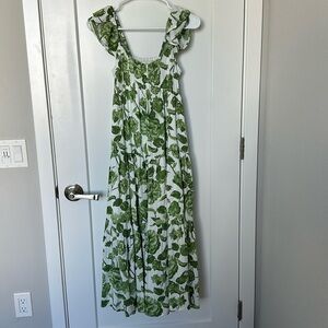 A&F, green floral dress, Maxi, XS